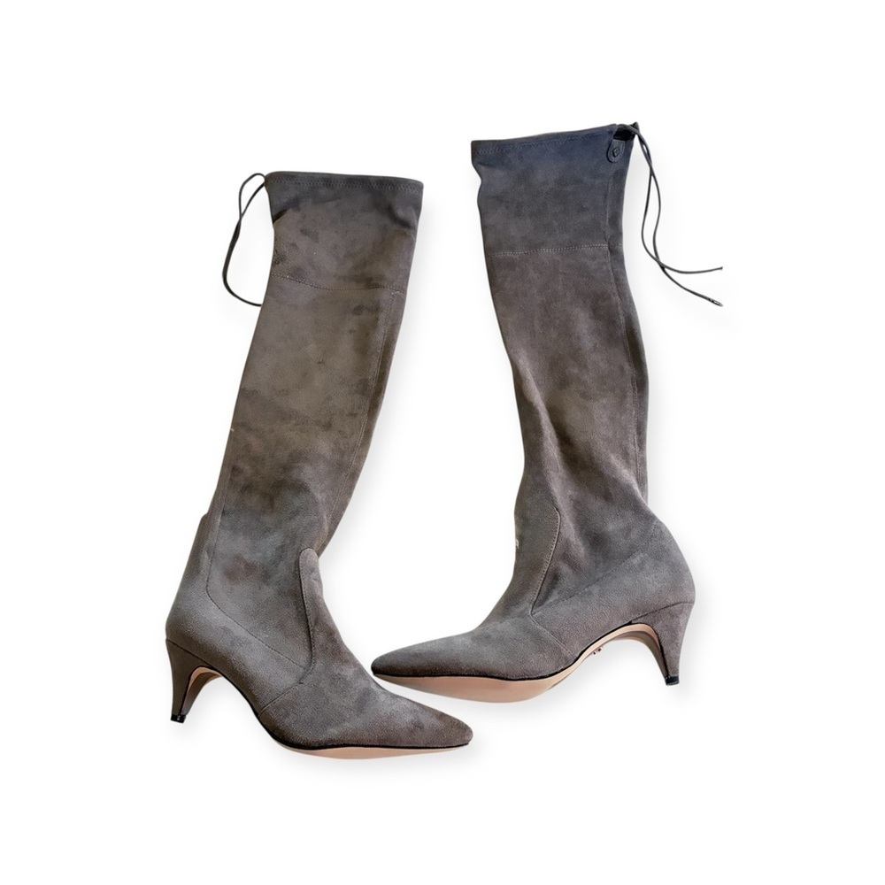 Sam Edleman  Kristie Pointed Toe Kitten Heel Taupe Over The Knee Boots Size 8